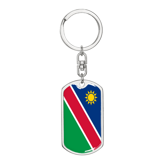 Namibia Flag Swivel Keychain Dog Tag Stainless Steel or 18k Gold