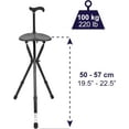 thumbnail image 3 of KMINA PRO - Cane Seat for Adults (Height Adjustable Handle), Foldable Walking Cane Chair for Seniors, Adjustable Cane with Stool, Travel Cane with Chair Black, 3 of 7