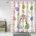 thumbnail image 2 of Easter Shower Curtain Easter Eggs Bunny Spring Flower Shower Curtains for Bathroom Decor Pink Plaid Bath Curtains Sets for Spring Easter Bathroom Decor Fabric Waterproof Standard 72" X 72", 2 of 6