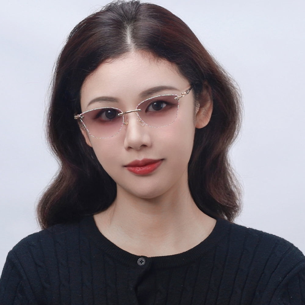 2024 Women's Sunglasses Reading Glasses 3.00, 3D Lace Butterfly HD Presbyopic Eyeglasses Metal Gradient Gray Readers +3.00