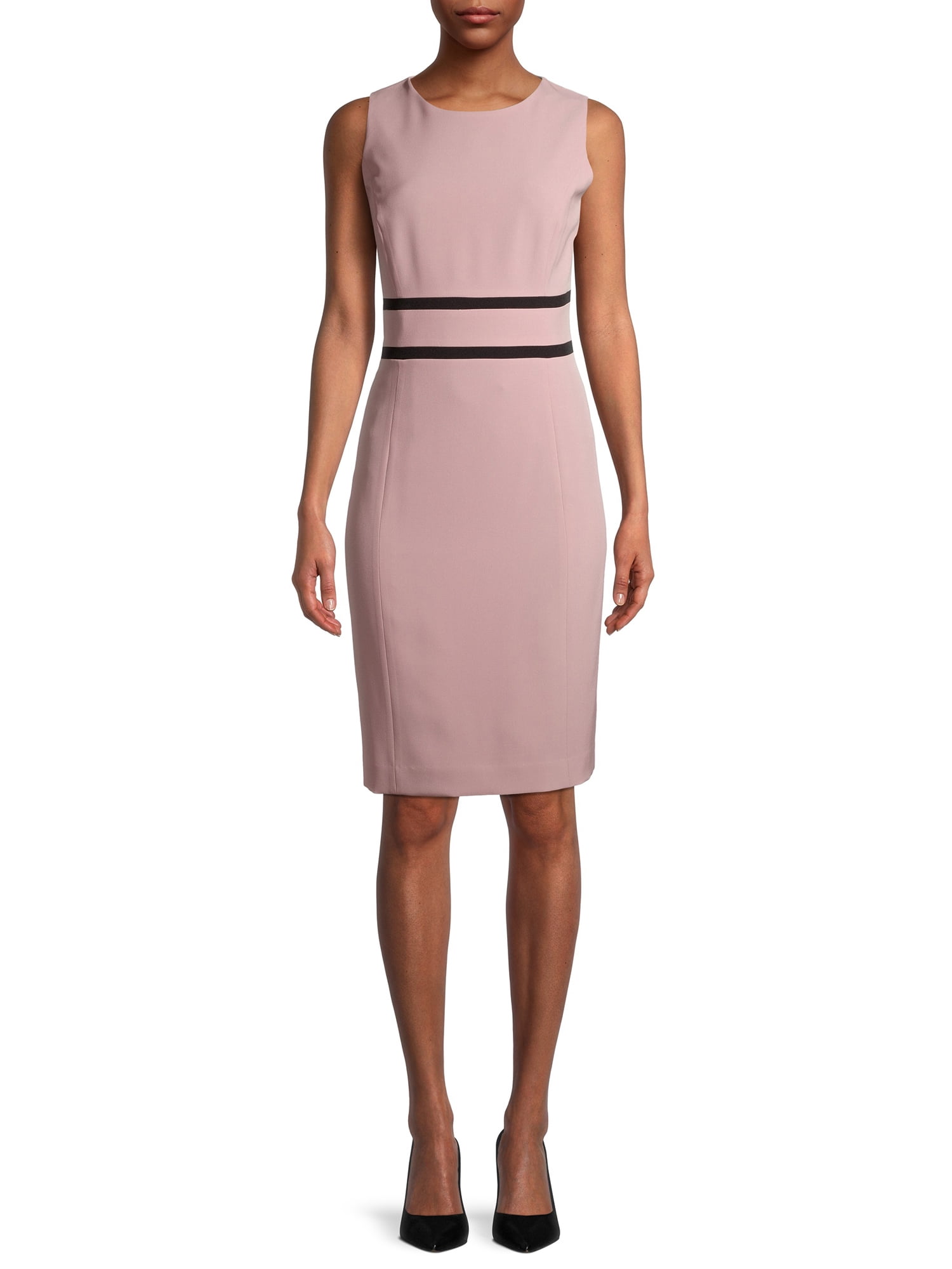 Sheath Dress with Contrast Trim Waist 