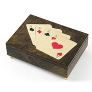 Handcrafted Italian Poker Theme Inlay of 4 of a Kind ACES music box - Under the Sea (The Little Mermaid)