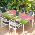 thumbnail image 2 of Happy Easter Table Cloths for 5 Foot Rectangle Tables, Rabbits Eggs Spring Daisy Floral Grass Pink Patio Waterproof Elastic Fitted Tablecloths, Washable Rectangular Table Cover for Camping, 2 of 8