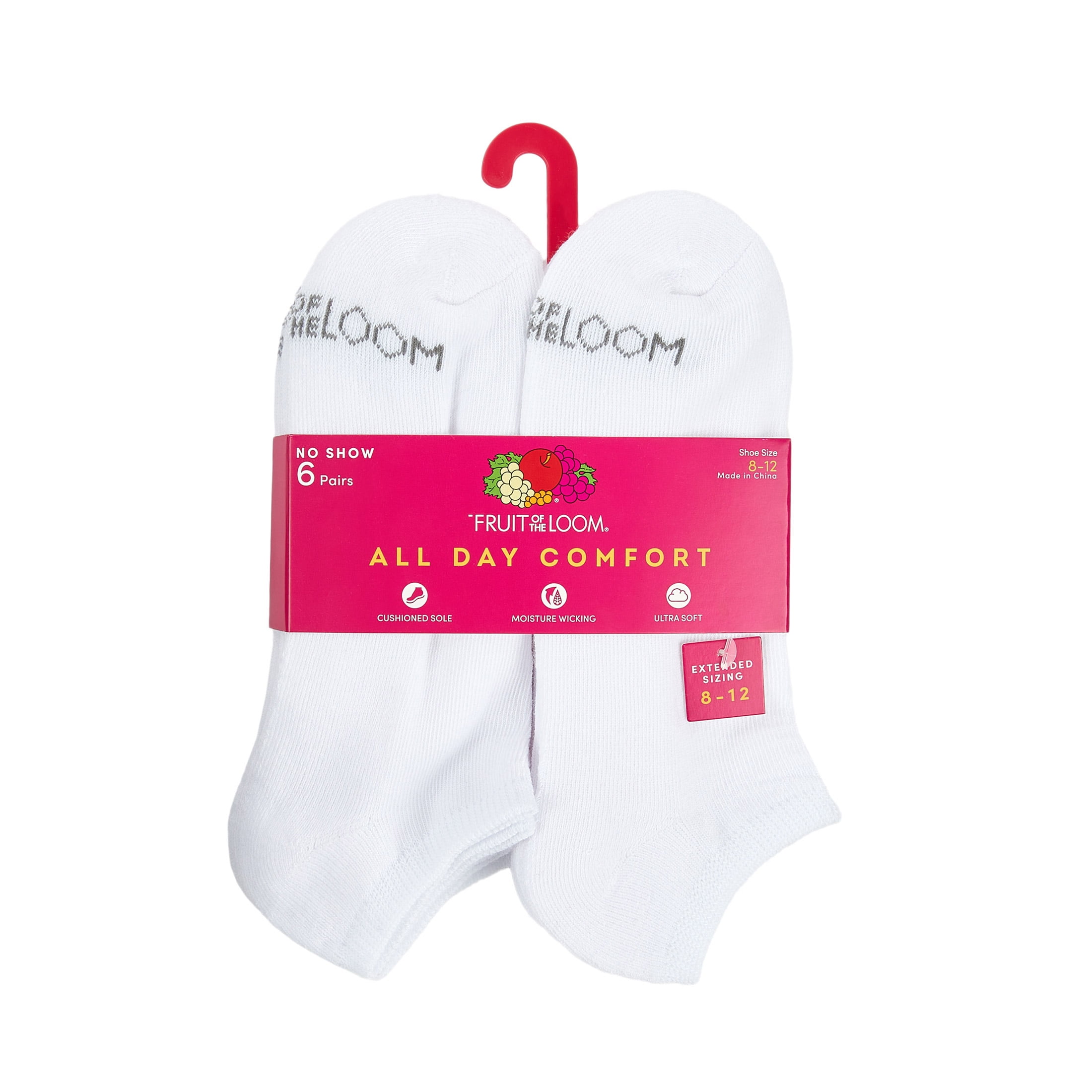 Fruit of the Loom All Day Comfort Women's Socks, Sizes 4-12, 6-Pack