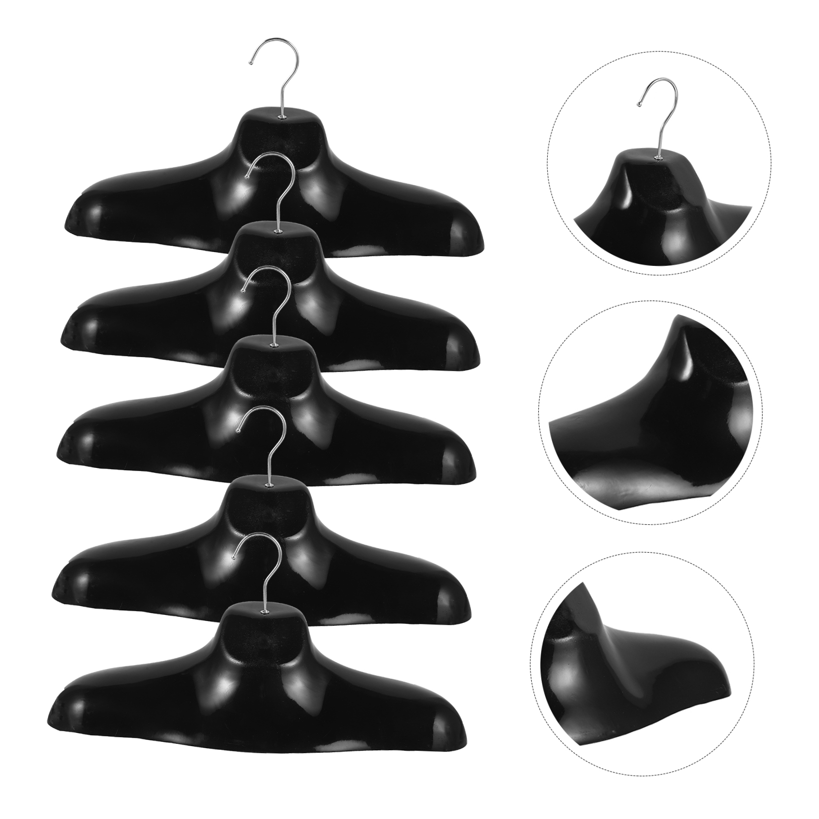 Soimiss 5Pcs Black Mannequin Rack for Displaying Shawls Scarves and Robes Plastic Shoulder Shape Hanger