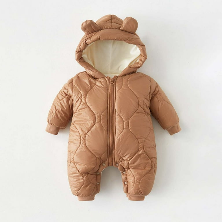 Pram Suit Khaki Snowsuit Baby Cream Khaki Quilted Snowsuit