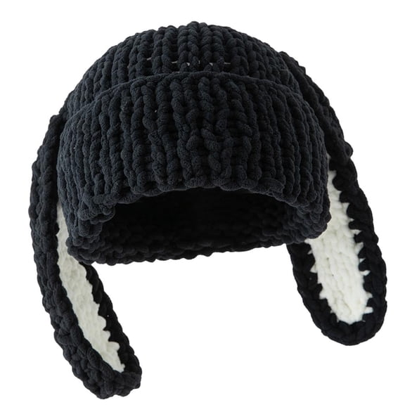 Giaone Pullover Knit Head Wrap Warm Rabbit Ears Thicken Hat for Women Outdoor Wear