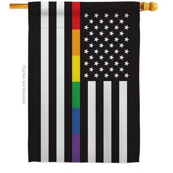US Rainbow Thin Line Support Pride 28 x 40 in. Double-Sided Decorative Horizontal House Flags for Decoration Banner Garden Yard Gift