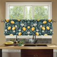thumbnail image 4 of Yayeee Kitchen Curtains Tier Set of 2 Light Filtering 57"x24" Over Sink Window Panels, Blue Floral Lemons, 4 of 7