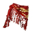 thumbnail image 1 of Pañuelo de cadera para danza del vientre, disfraz con lentejuelas y falda con borlas para fiesta en club, mujeres y niñas Rojo, 1 of 8