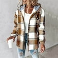 thumbnail image 2 of NAFUU Plaid Jackets for Women Thick Lined Casual Button Down Plaid Shacket Long Sleeve Hooded Jackets Fall Winter Sweatshirt Coat Warm Fuzzy Coats, 2 of 5