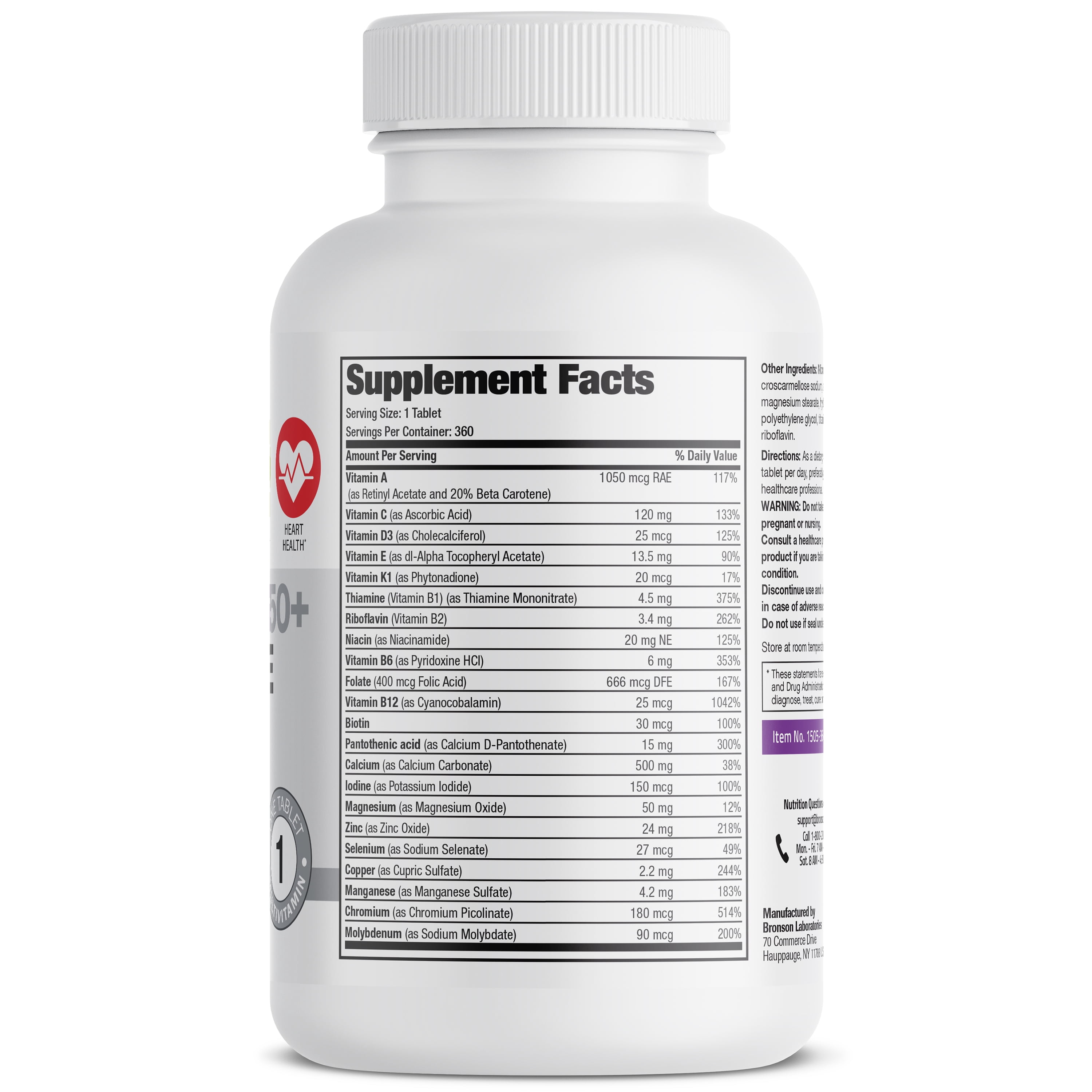 Bronson ONE Women's 50+ Complete MultiVitamin MultiMineral, 360 Tablets