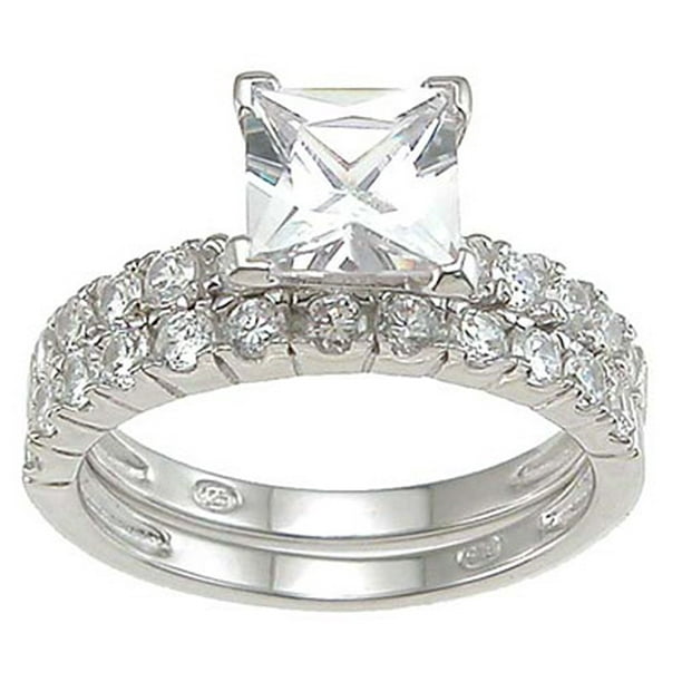 Iceposh 925 Sterling Silver Princess Promise Rings for Her Wedding