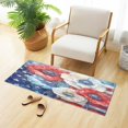 thumbnail image 4 of WOBOGO American Flag Flowers Carpet 39x20in Kitchen Bathroom Livingroom Plush Absorbent Non-Slip Floor Mat, 4 of 8