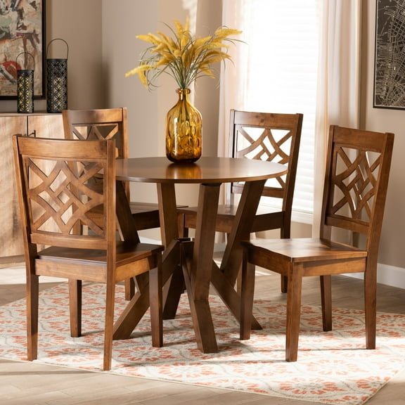 Baxton Studio Kaila Modern and Contemporary Walnut Brown Finished Wood 5-Piece Dining Set