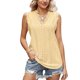 thumbnail image 1 of Blusa informal holgada de color puro con ojales de encaje y cuello en V sin mangas para mujer Amarillo L, 1 of 6