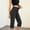 Black, variant on Jesvior Women'S Pull On Denim Cropped Pants Elastic High Waisted Straight Leg Jeans with Pockets Casual Stretch Cotton Blend Trousers for Daily Wear