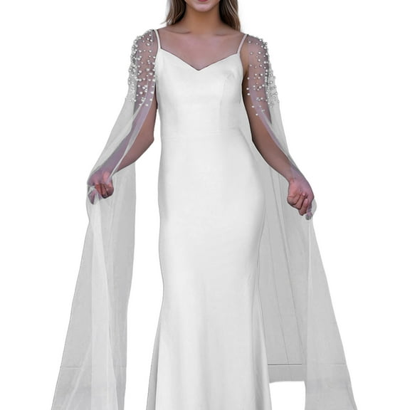 Acahhotxx shoulder veil, Elegant Trailing Arm Sleeves for Women Artificial Pearls Shoulder Veil Dress Long Sleeves Wedding Arm Sleeves for Bride