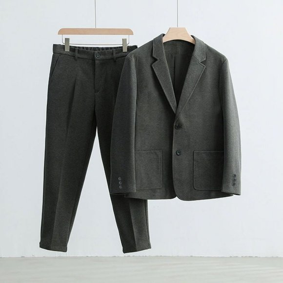 Chaqueta de traje de lana gruesa de invierno, traje casual para hombre, estilo coreano, traje pequeño retro de moda, top atractivo con volantes
