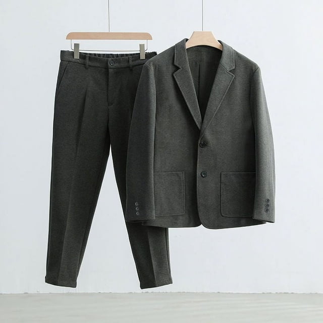 Chaqueta de traje de lana gruesa de invierno, traje casual para hombre, estilo coreano, traje pequeño retro de moda, top atractivo con volantes