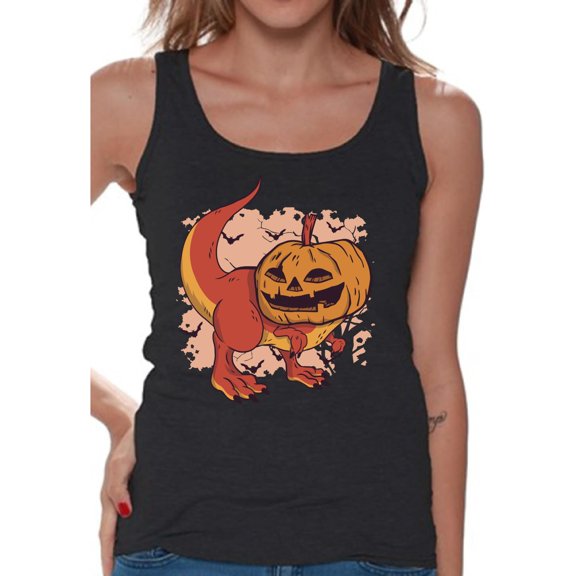 Awkward Styles Halloween Sleeveless Shirt Pumpkin Dinosaur Tank Top for Women