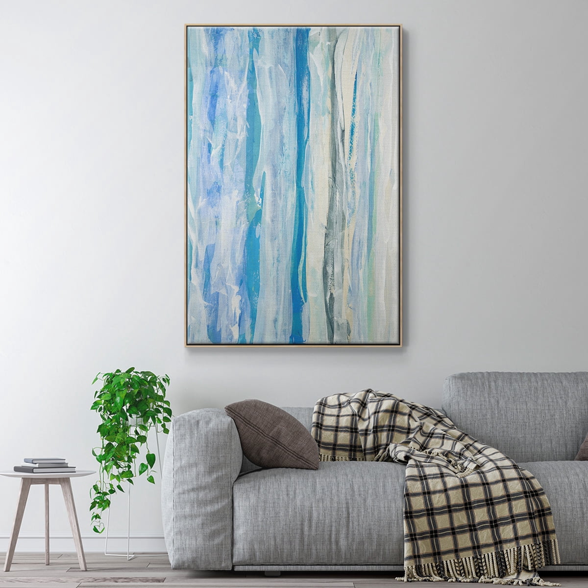 Swimming Ashore Framed Premium Gallery Wrapped Canvas - Ready to Hang - 17 x 25 - Natural Wood Floating Frame