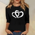 thumbnail image 2 of 3/4 Sleeve Tops for Women Cute Crew Neck Love Graphic Printed Tunic T Shirts Casual Tee Valentine's Day Gift for Girls (Black,M), 2 of 5