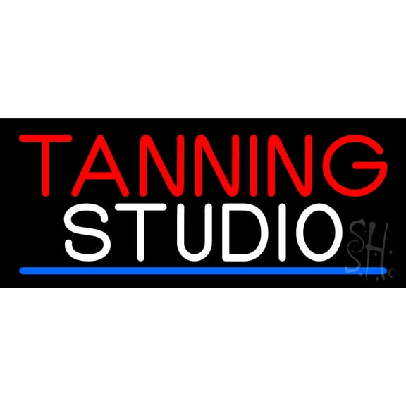 Tanning Studio LED Neon Sign 6 x 15 - inches, Black Square Cut Acrylic Backing, with Dimmer - Bright and Premium built indoor LED Neon Sign for Defence Force.