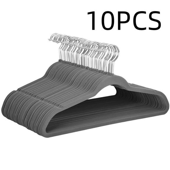 LYCAQL Velvet Hangers 10 Pack - Heavy Duty Black Hangers for Coats, Pants & Dress Clothes - Non Slip Clothes Hanger Set - Space Saving Felt Hangers for Clothing