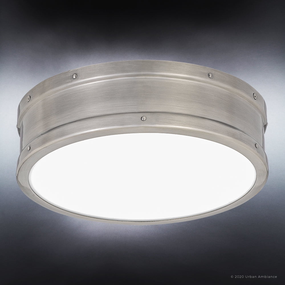 Luxury Craftsman Indoor Ceiling Light, 3.50''H x 12.75''W, with Vintage Style Elements, Antique Design, Rustic Polished Nickel Finish and Antique Polished Nickel Steel Shade, UQL4171