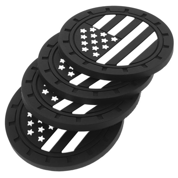 4 PCS Automotive Car Coaster Protect Car Cup Holders 7.00X7.00X0.50CM Black