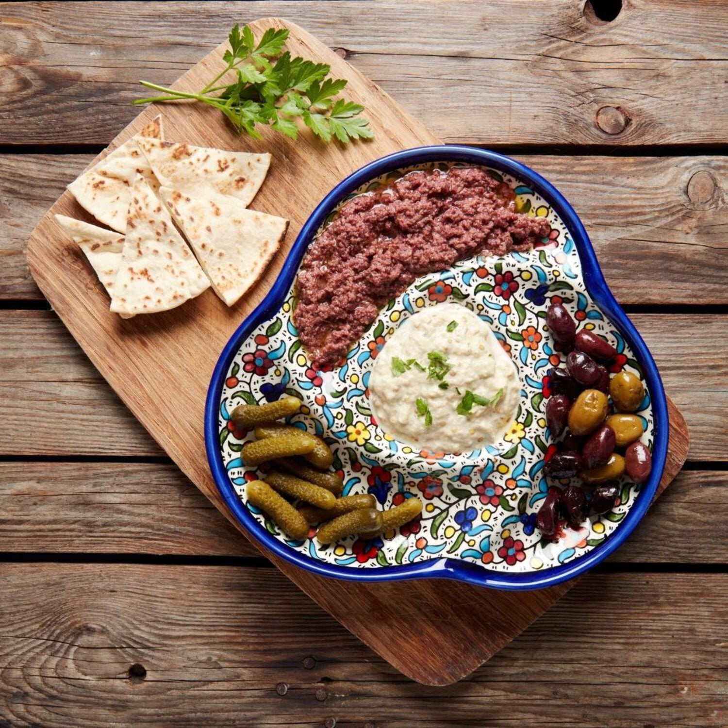 Ceramic Palestine Floral Chips Dip Bowl