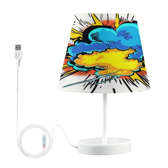 Bedside Table Lamp, Fully Dimmable Lamp with USB Interface Cable for Bedroom Living Room, Office, Dorm Bright Blue Explosion