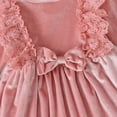 thumbnail image 5 of IBTOM CASTLE Vintage Princess Toddler Baby Girl Long Sleeve Velvet Ruffle Tutu Lace Dress Xmas Wedding Birthday Party Fall Winter Clothes 9-12 Months Pink, 5 of 8