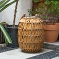 thumbnail image 4 of Natural Rattan Outdoor Lantern with Removable LED Candle and Burlap Jute Rope Handle Candle Hurricane Lantern - 22.4in Decorative Candle Lanterns, 4 of 8