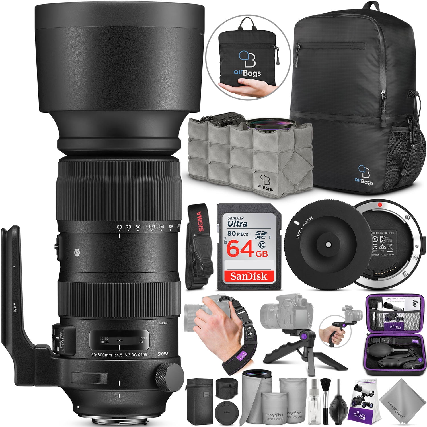 Sigma 60-600mm f/4.5-6.3 DG OS HSM Sports Lens for Canon EF w/ USB Dock