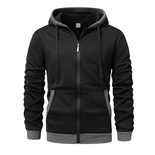 Jackets for Men Solid Zipper Cardigan Hooded Sweatshirt