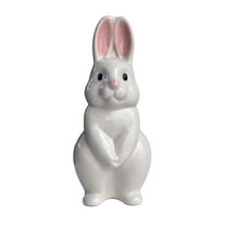 Mainstays 8in Ceramic Bunny Garden Decor Ceramic Statutory Adorable Pink Ears & Nose