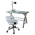 thumbnail image 3 of Jared Metal Desk and Task Chair Set, World Map Printing Glass with White Desk Chair, 3 of 8