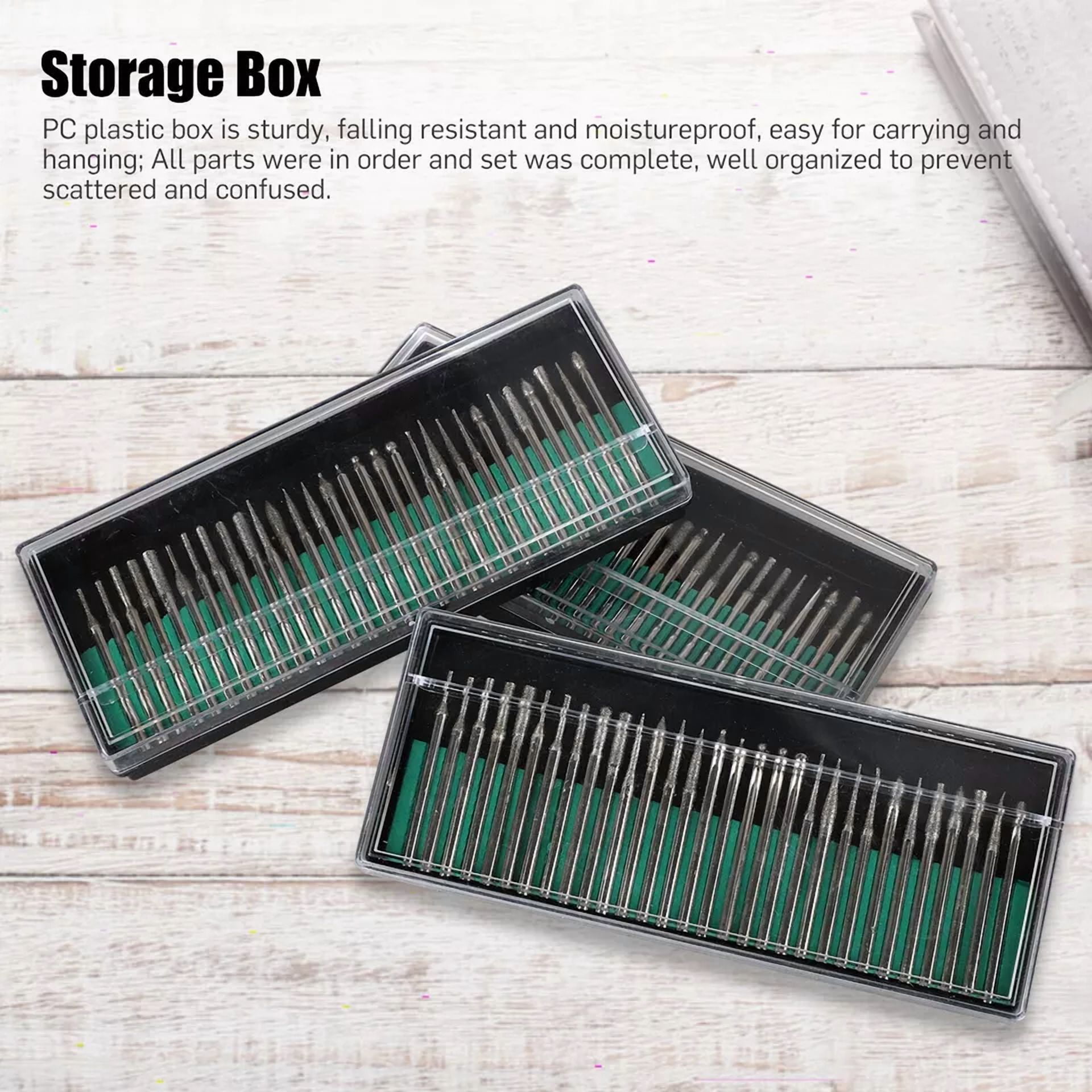 CIRCLE- 90Pcs Diamond Burr Bits Drill Set Rotary Multi Tool Accessories Kit For Dremel