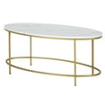 thumbnail image 3 of Evelyn&Zoe Francesca 42" Wide Oval Coffee Table with Faux Marble Top, Brass/Faux Marble, 3 of 7