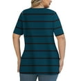thumbnail image 4 of ylioge V Neck T Shirts for Women Plus Size XL-5X Short Sleeve Tees Tops Womens Casual Stripe Printed Loose Pullover Loungewear Work Blouses Top, 4 of 6