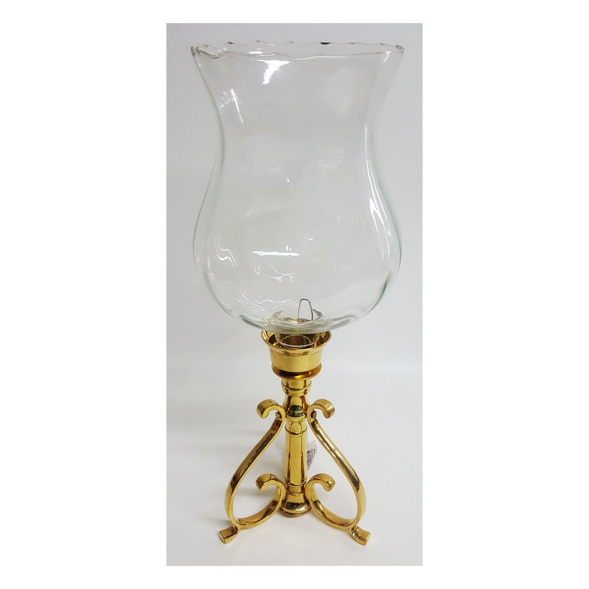 Large 17" Tall Brass Artwares Hurricane Tripod Candle Holder