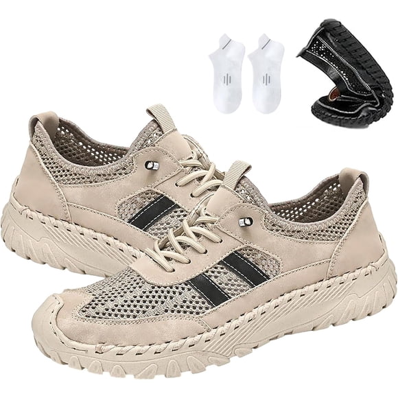 Zenfaze Shoes for Men, Zenfaze Slip On Orthopedic Hiking Shoes, Breathable Mesh Elastic Laces, Arch Support