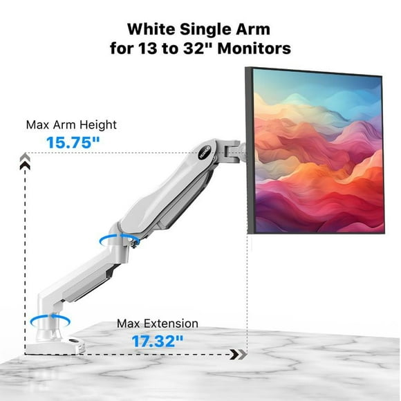 HUANUO Dual Monitor Arm - Adjustable Gas Spring Mount for 30" Monitors, 19.8 lbs Max Weight, C-Clamp or Grommet Mounting for Gaming & Office Setup