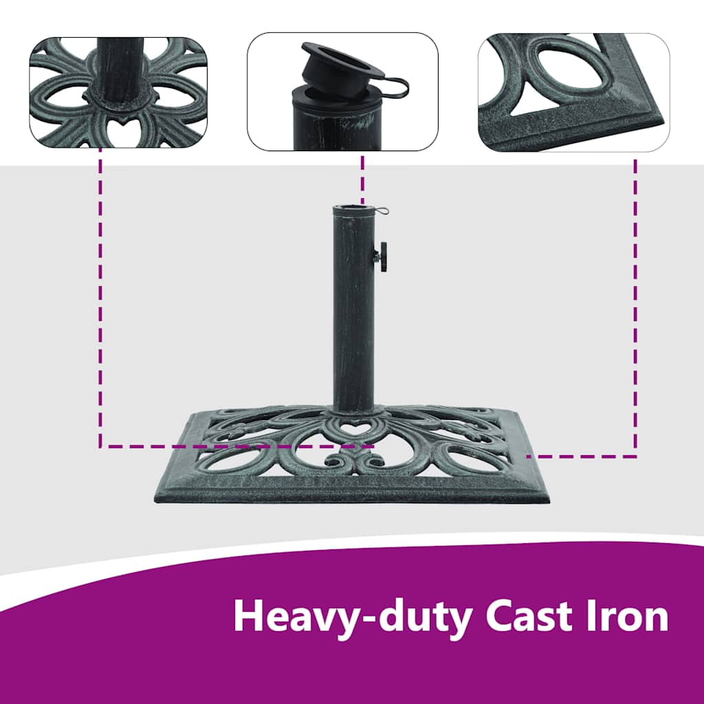 vidaXL 28.8 lb Green Square Cast Iron Patio Umbrella Base, Adjustable Height