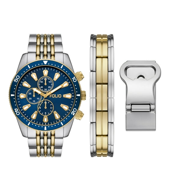 Men's Three-Hand, Silver-Tone Alloy Watch Gift Set