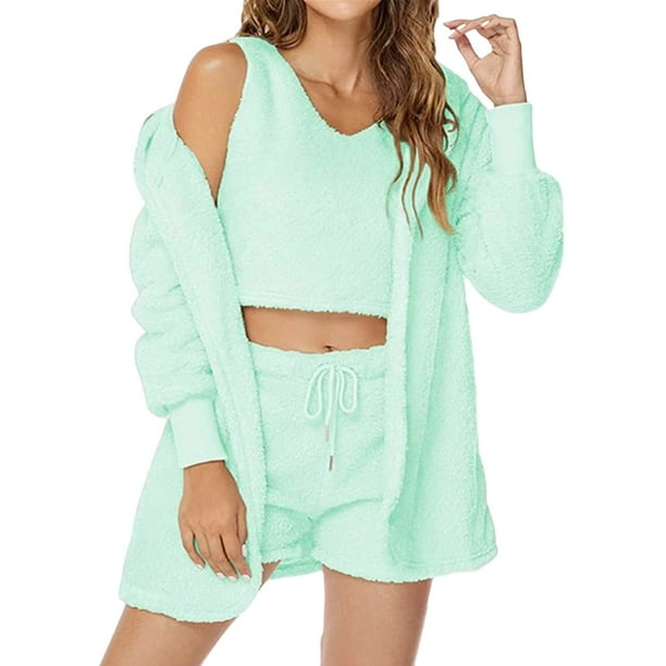 Traje informal de 3 piezas para mujer, suave y cómodo, para el hogar