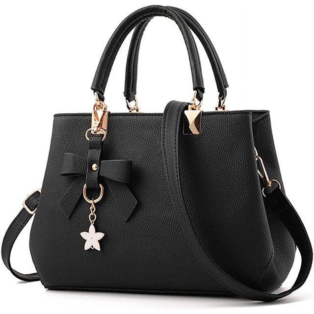 Bolso de mano para mujer, bolso de hombro, bolso de piel sintética, color negro