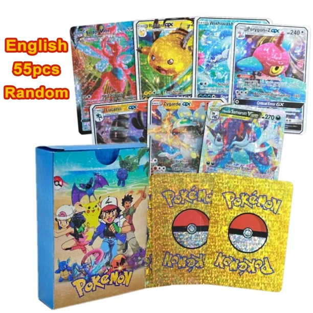 110-11Pcs Cards Colorful 3D Gold German Spanish French English Vmax GX Energy Card Pikachu Rare Collect Battle Gifts Toy